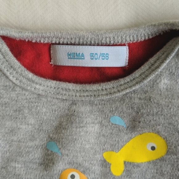 hema newborn baby fish bodysuit diaper shirt - Picture 3 of 6